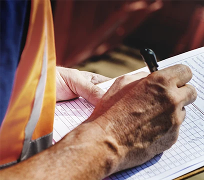 man writing a safety assessment